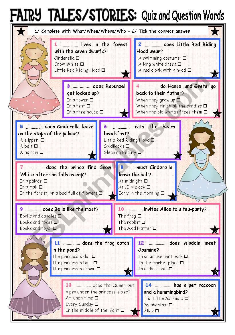 Fairy Tales/ Stories (20) Quiz and Question Words