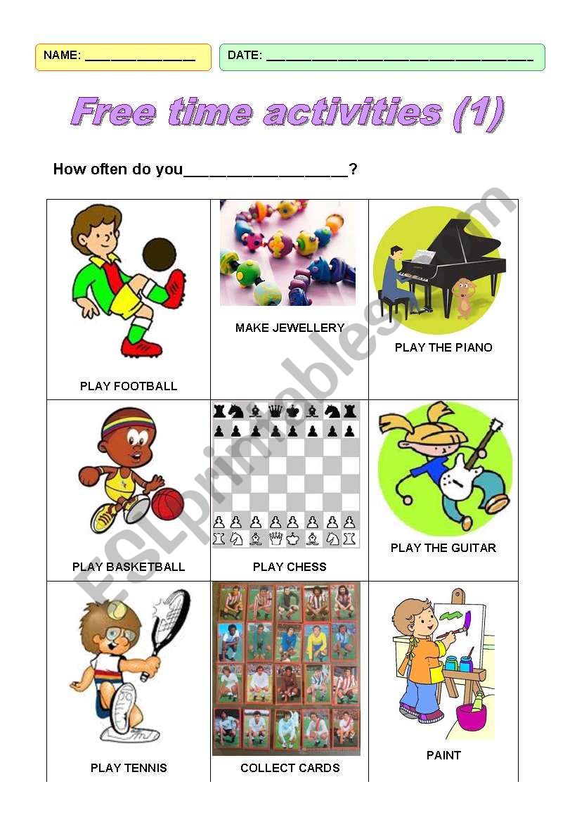 Free time activities (1) worksheet