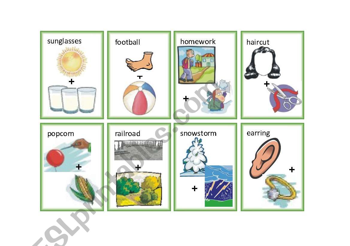 Compound Word Flash Cards worksheet
