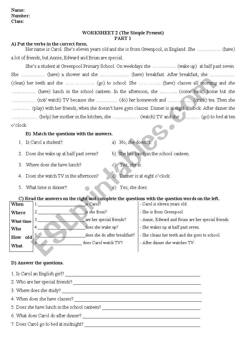 The Simple Present Tense worksheet