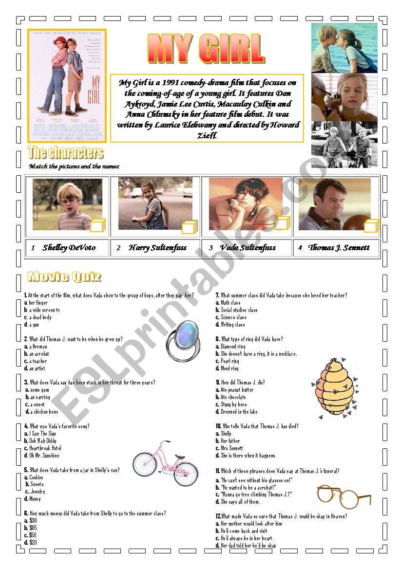 Movie Time: My Girl worksheet