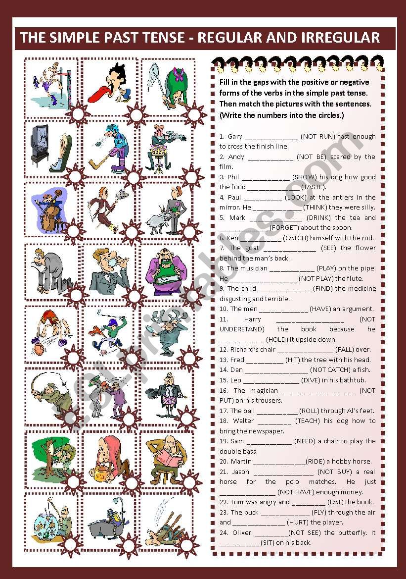 the simple past tense regular and irregular verbs esl worksheet by poohbear