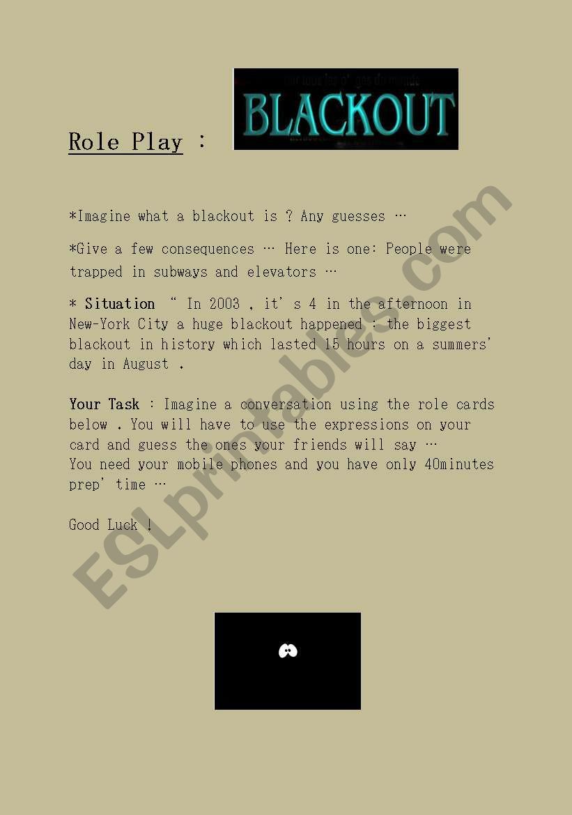 Blackout Roleplay  worksheet