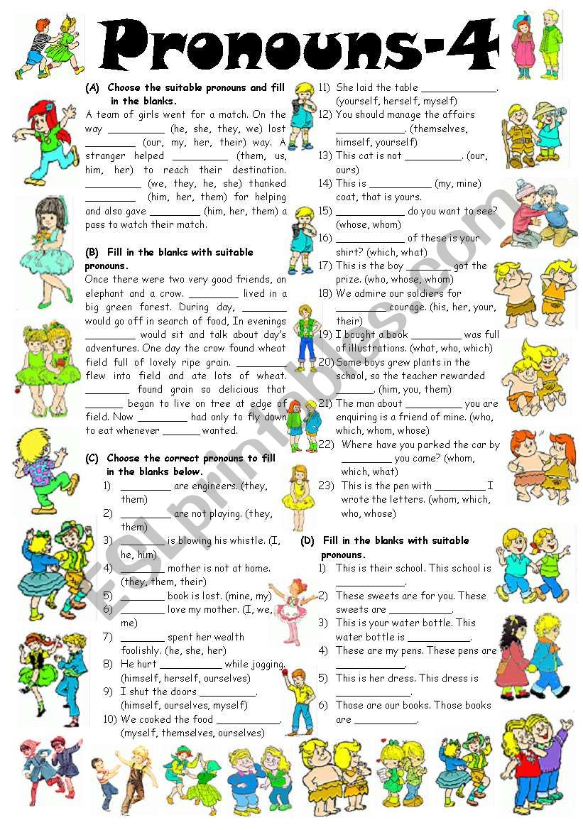 Exercises on Pronouns-4 (Editable with Key)