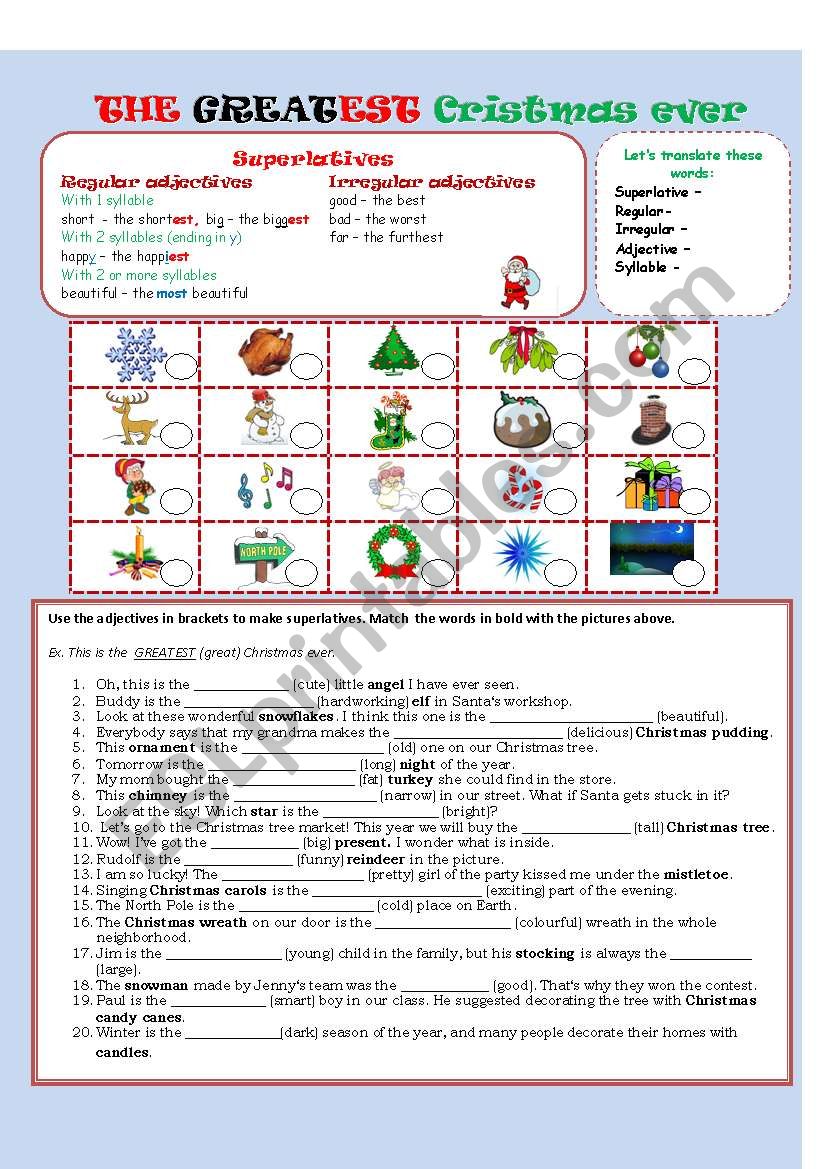 Superlatives & Christmas vocabulary