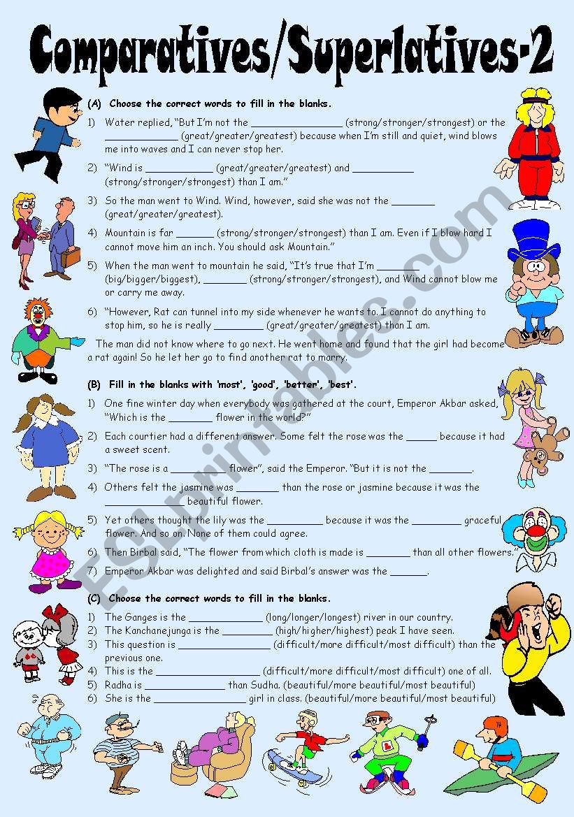 free-esl-worksheets-and-answer-keys-for-comparatives-adjectives-adjectives-degrees-of