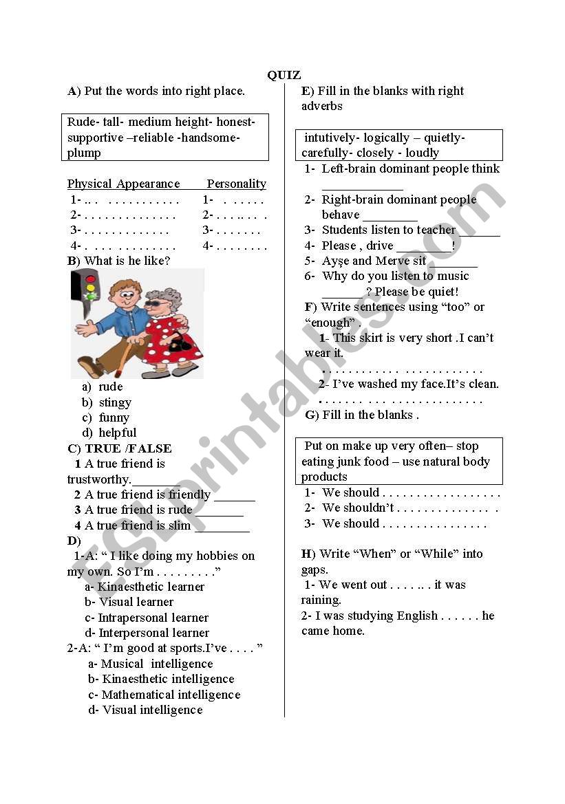 multiple intelligence worksheet