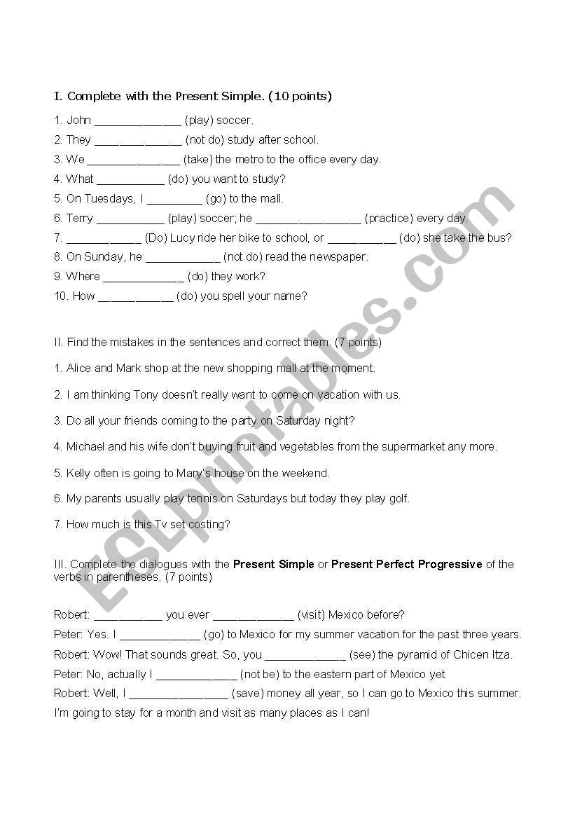 Present Simple Review worksheet