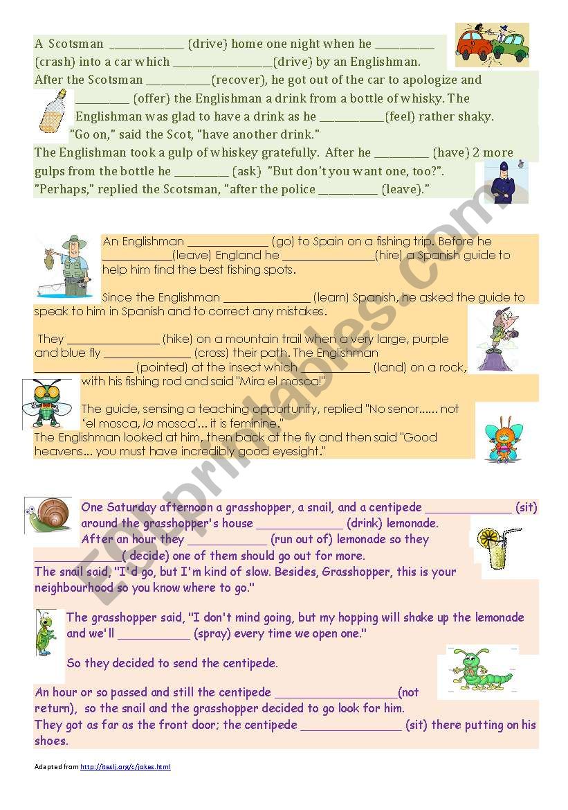 Narrative Tense Jokes worksheet