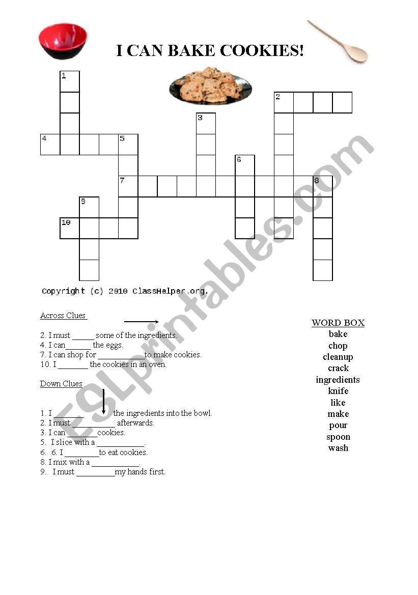 Cookie Crossowod worksheet