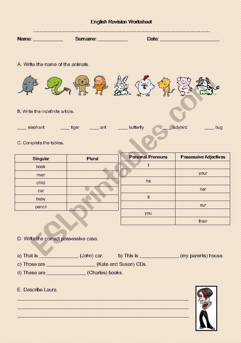 Grammar revision worksheet worksheet