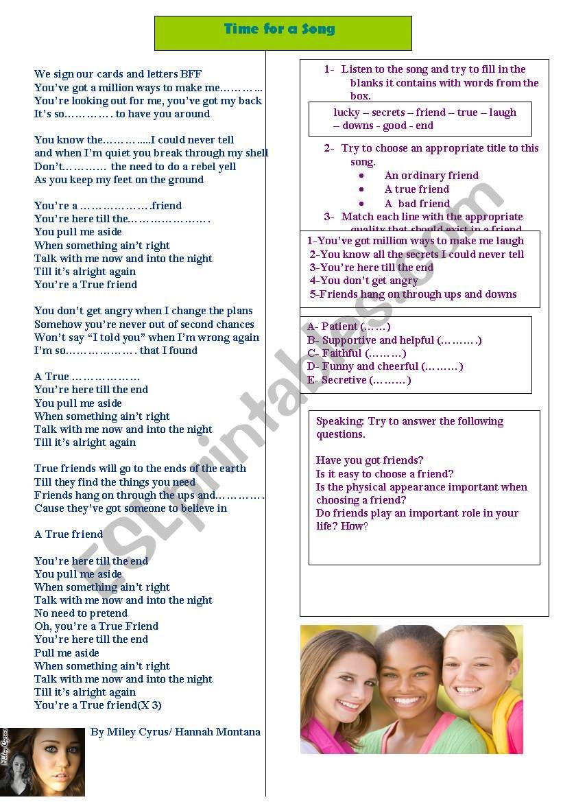 A True Friend  worksheet