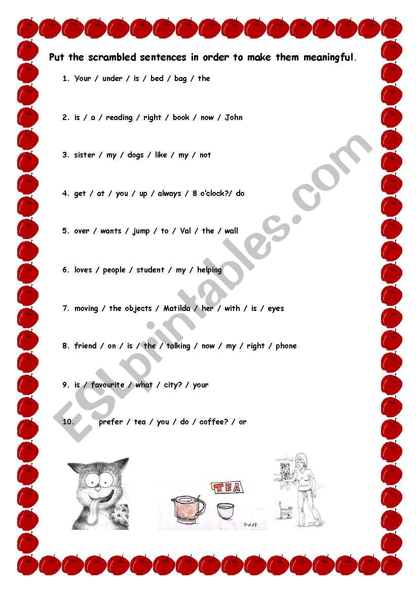 Scrambled Sentences worksheet