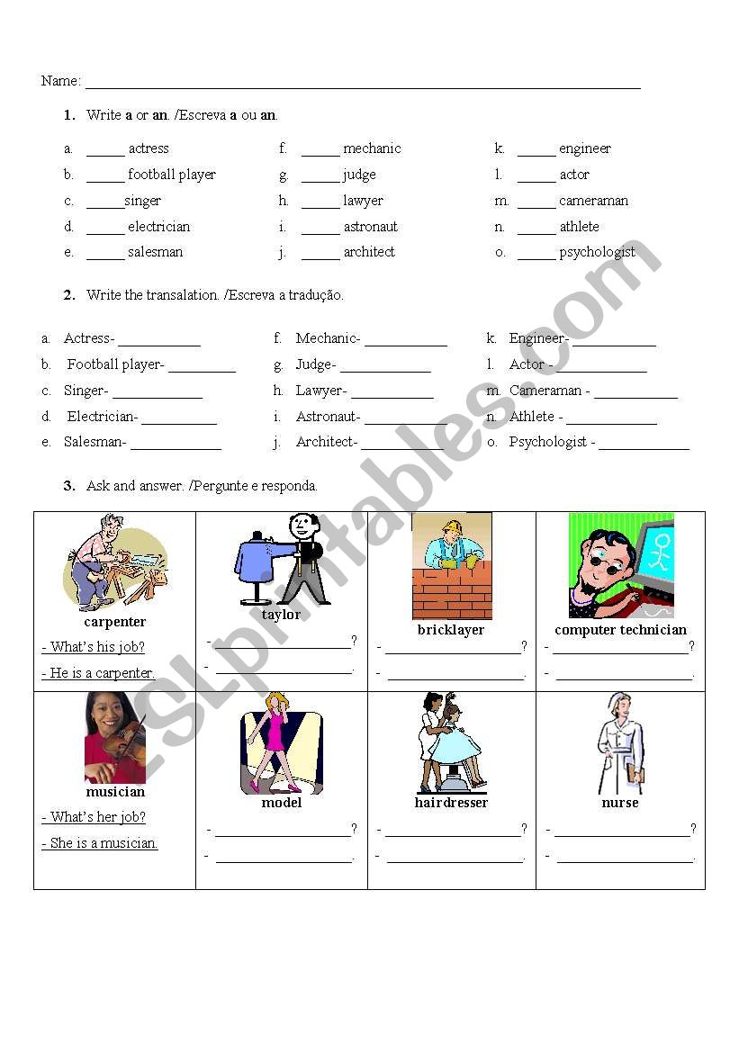 JOBS worksheet