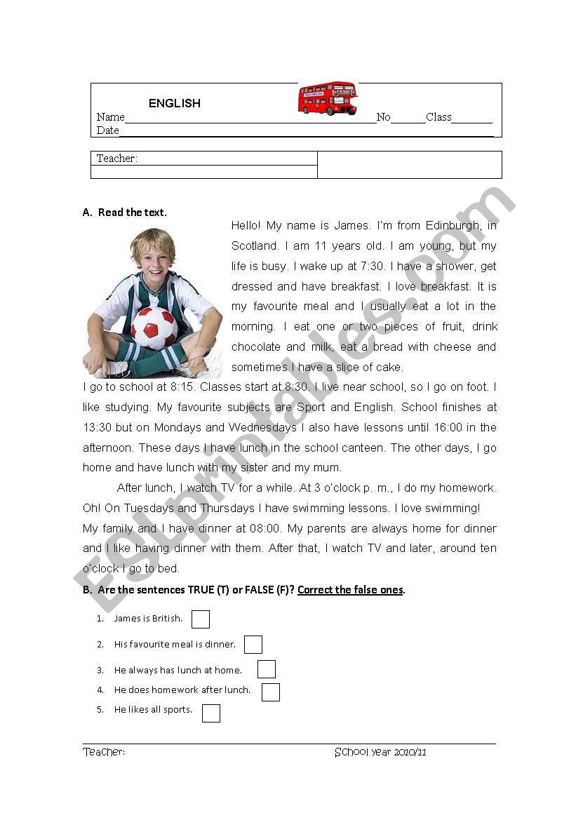 Routine and hobbies worksheet