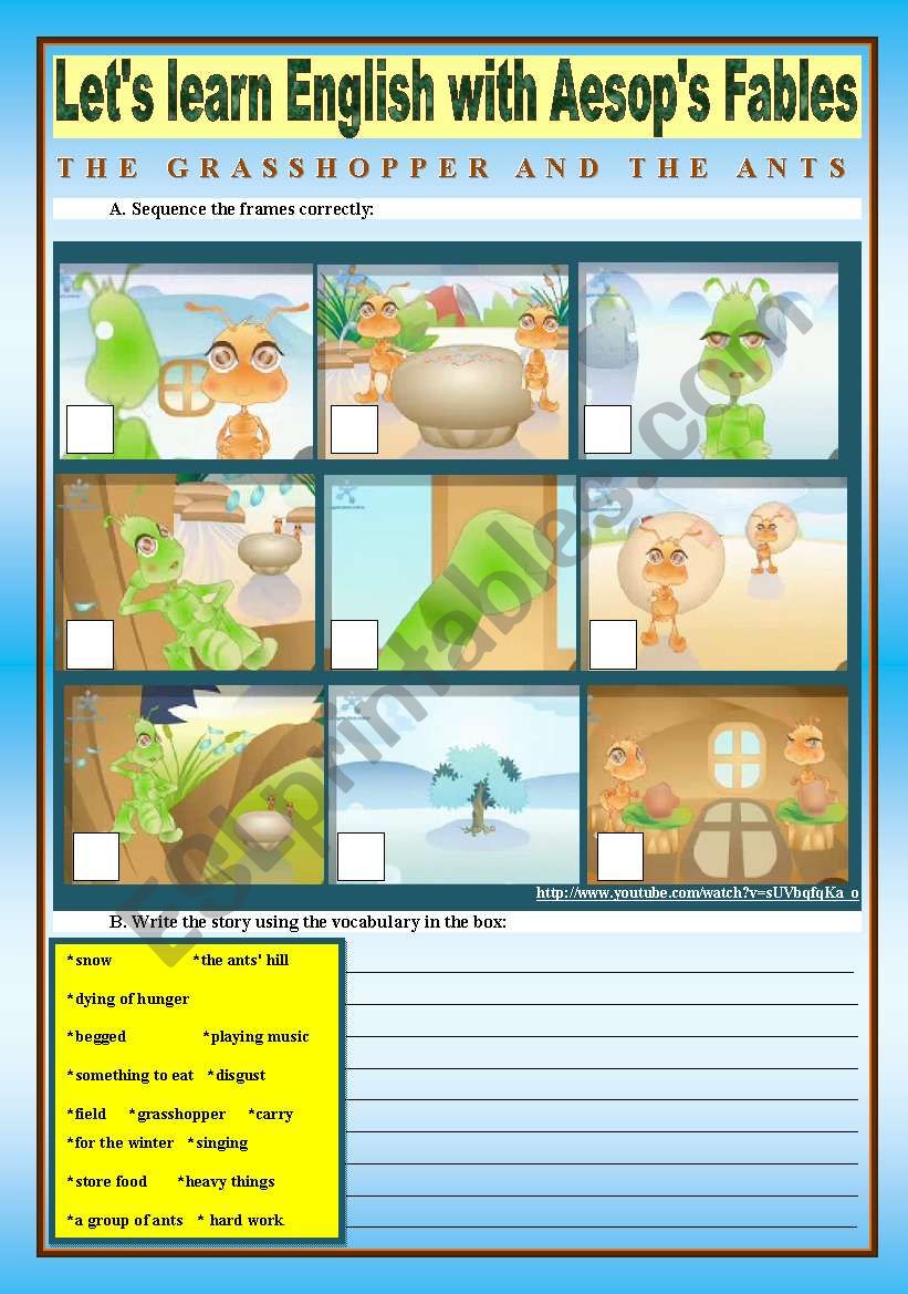 The grasshopper and the ants worksheet
