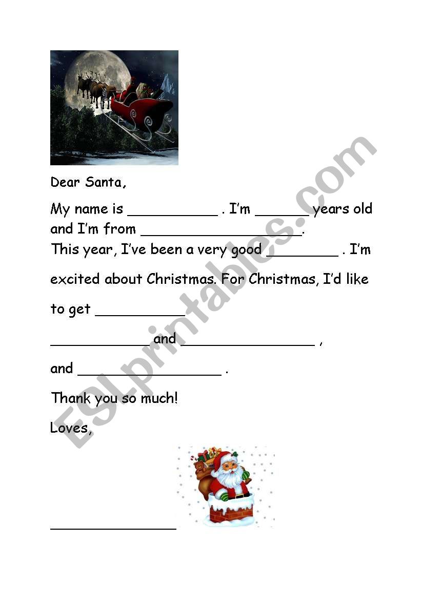 Letter to Santa Claus worksheet