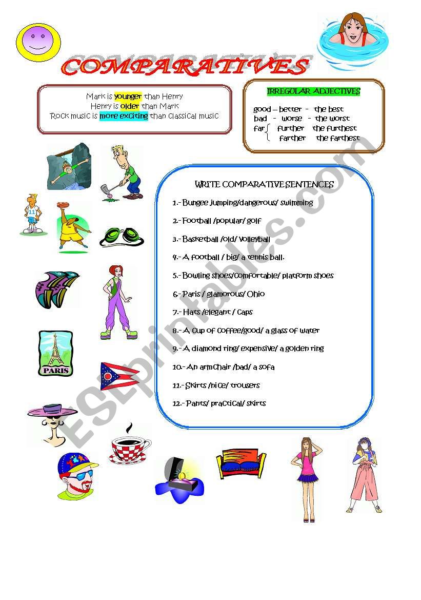 COMPARATIVES AND SUPERLATIVES worksheet