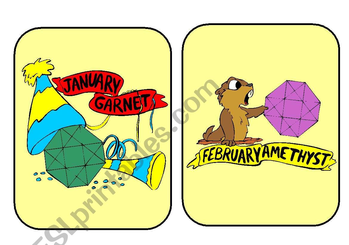 Months Flash cards worksheet