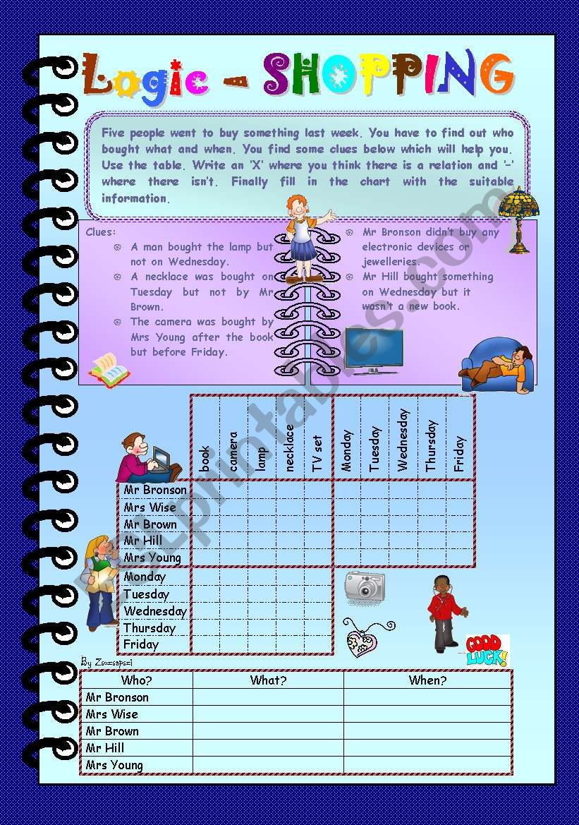 Logic game (1st) - SHOPPING *** key *** elementary