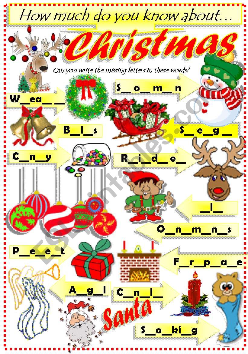 CHRISTMAS VOCABULARY worksheet