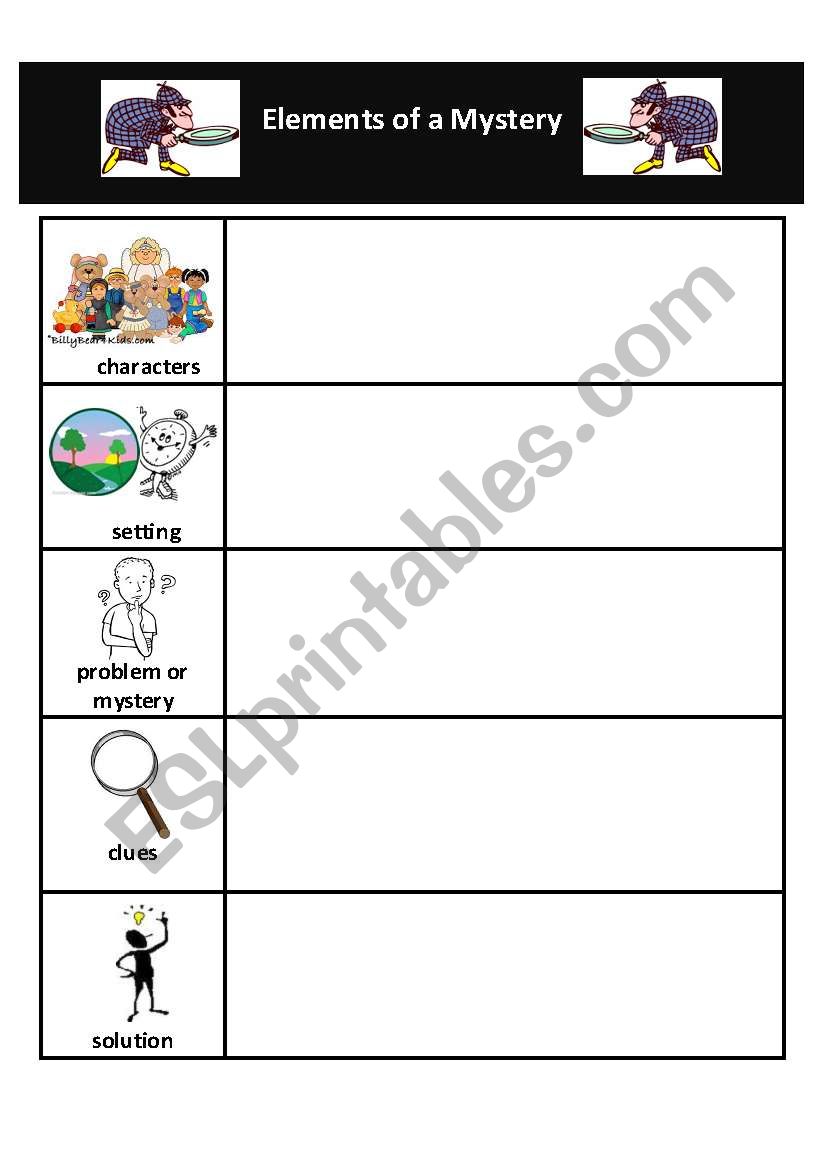 Elements of a Mystery worksheet