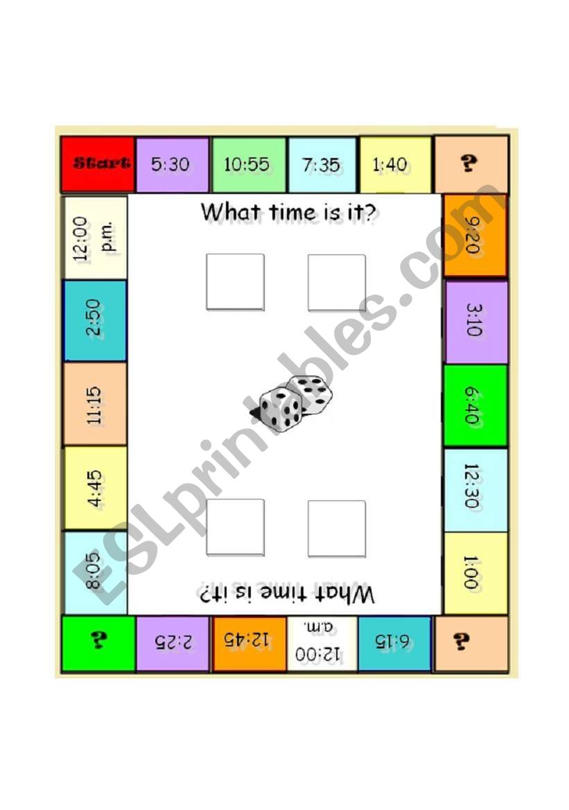 Time Board Game worksheet