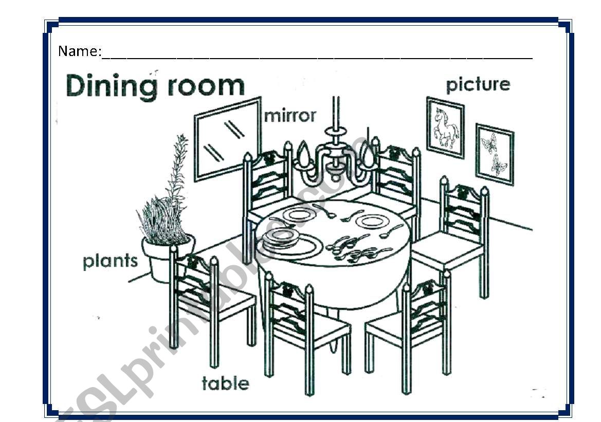 Parts of the house worksheet