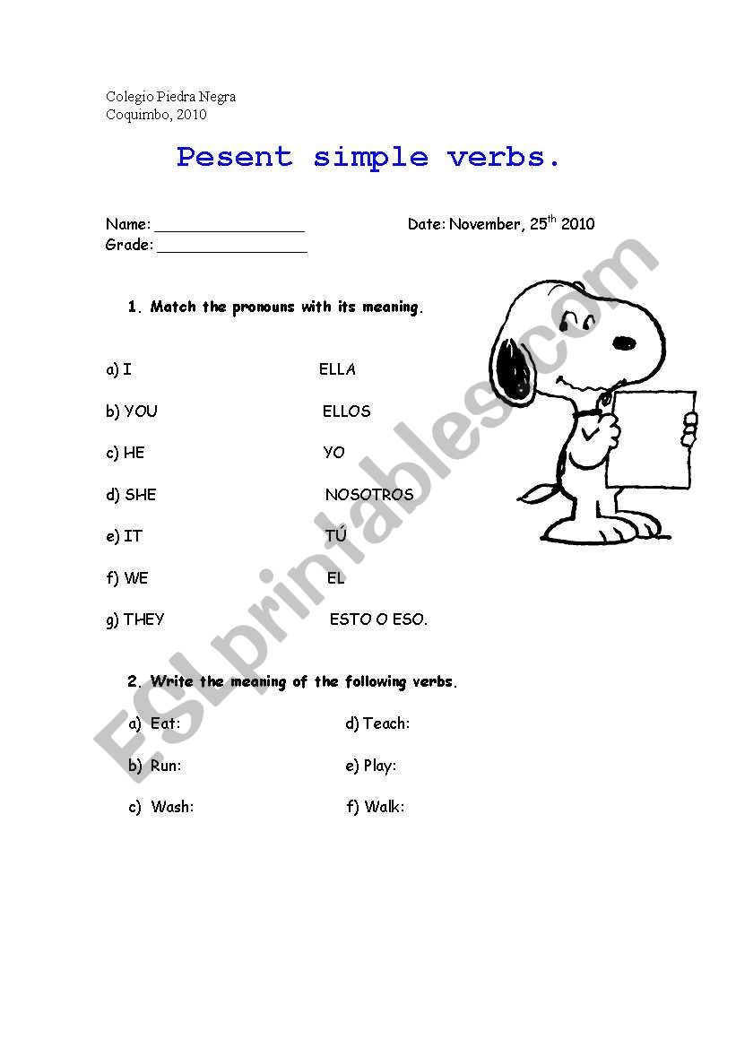 present simple verbs worksheet