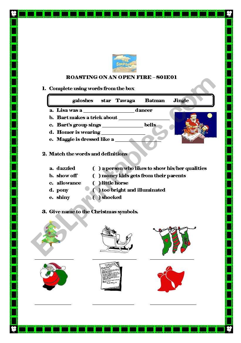 Simpsons Christmas Episode worksheet