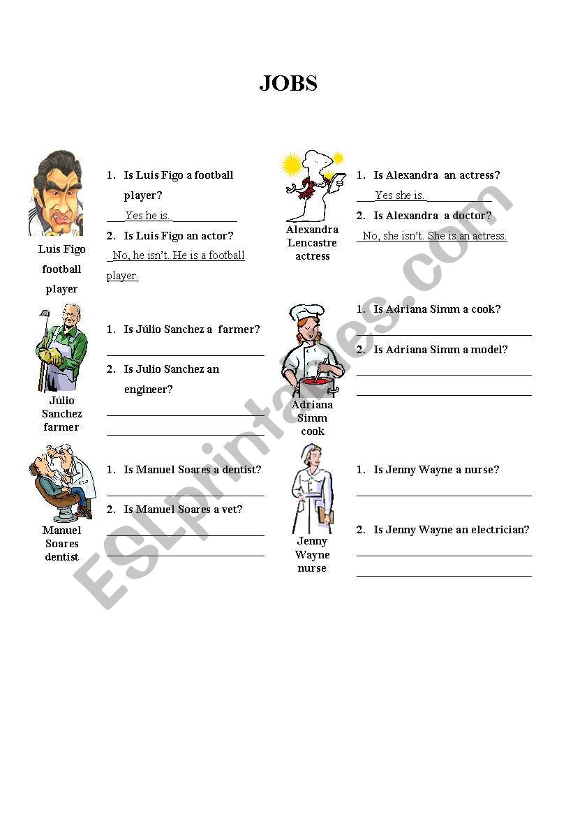 JOBS- ASKING AND ANSWERING worksheet