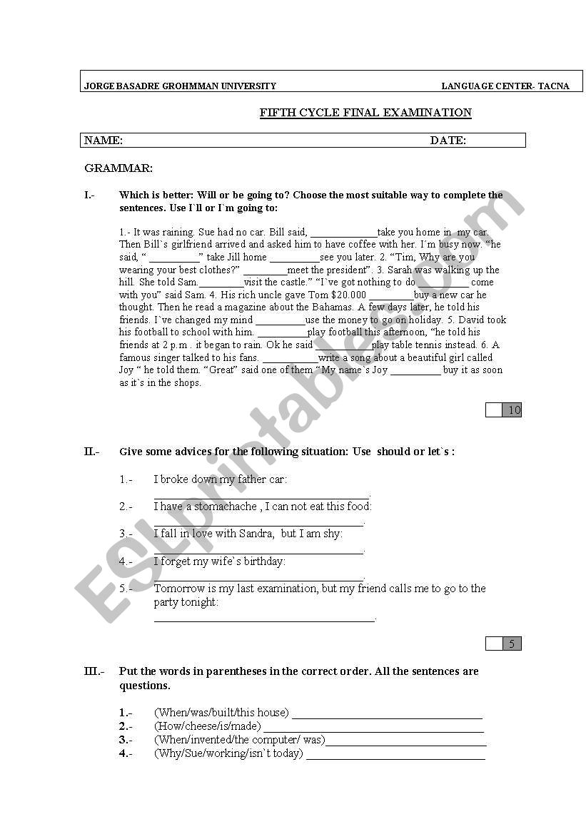 future tenses worksheet