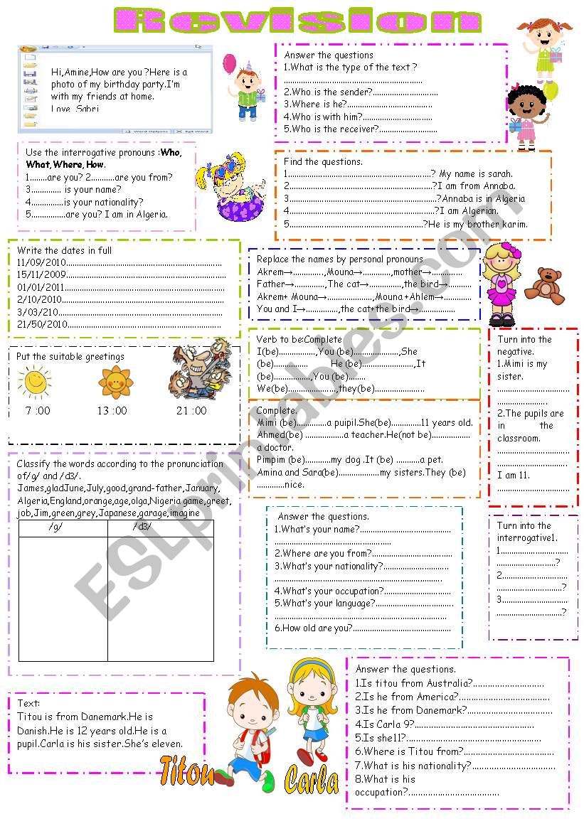 Revision for beginners worksheet