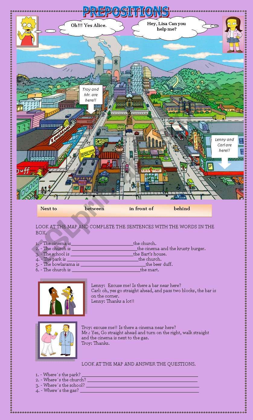 prepositions worksheet