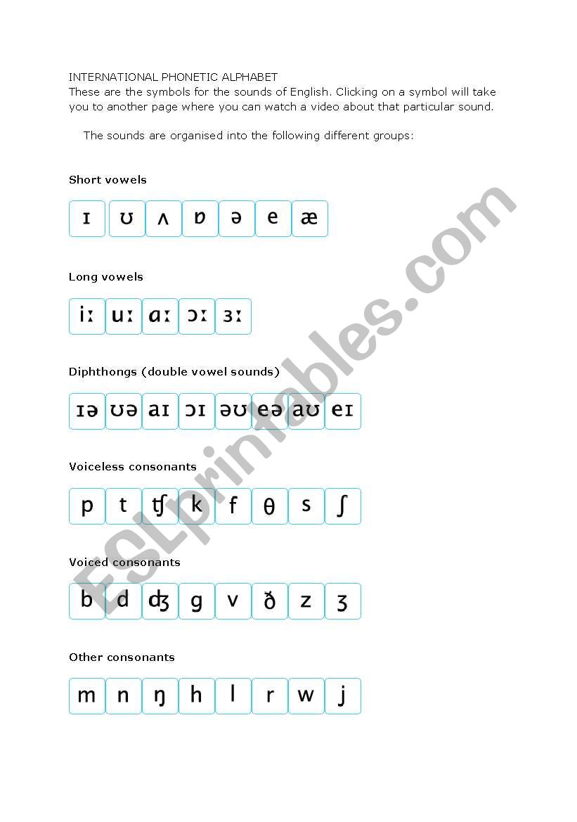 English worksheets: ýnternational phonetic alphabet (bbc)