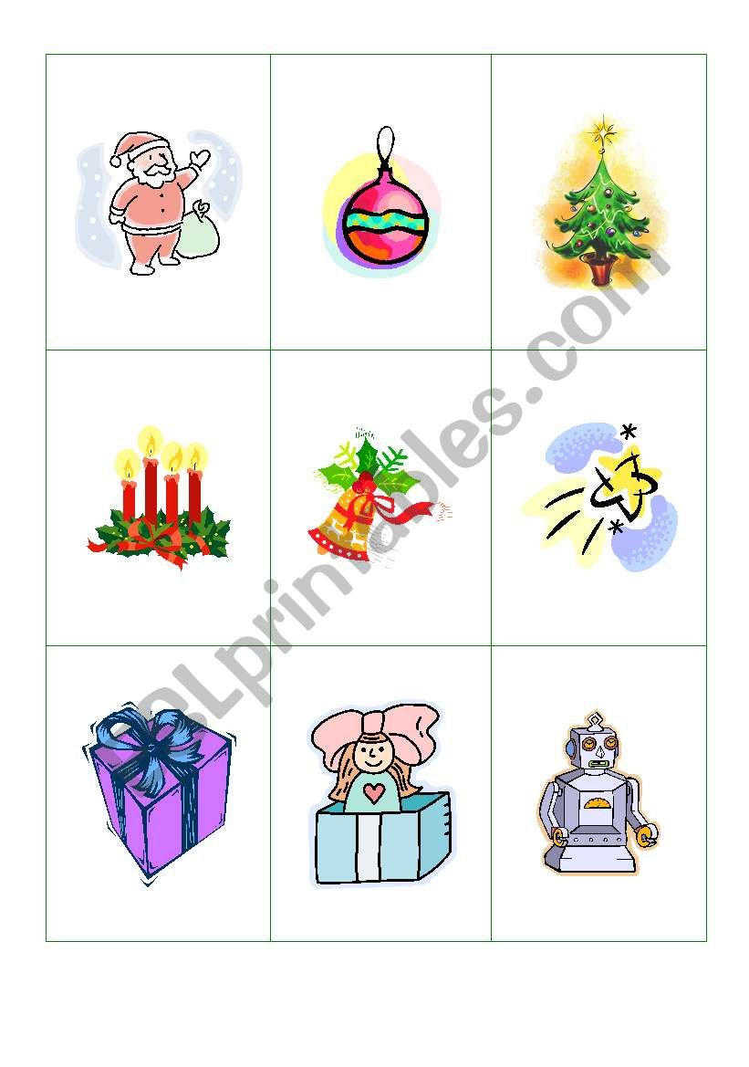 Christmas flash-cards worksheet