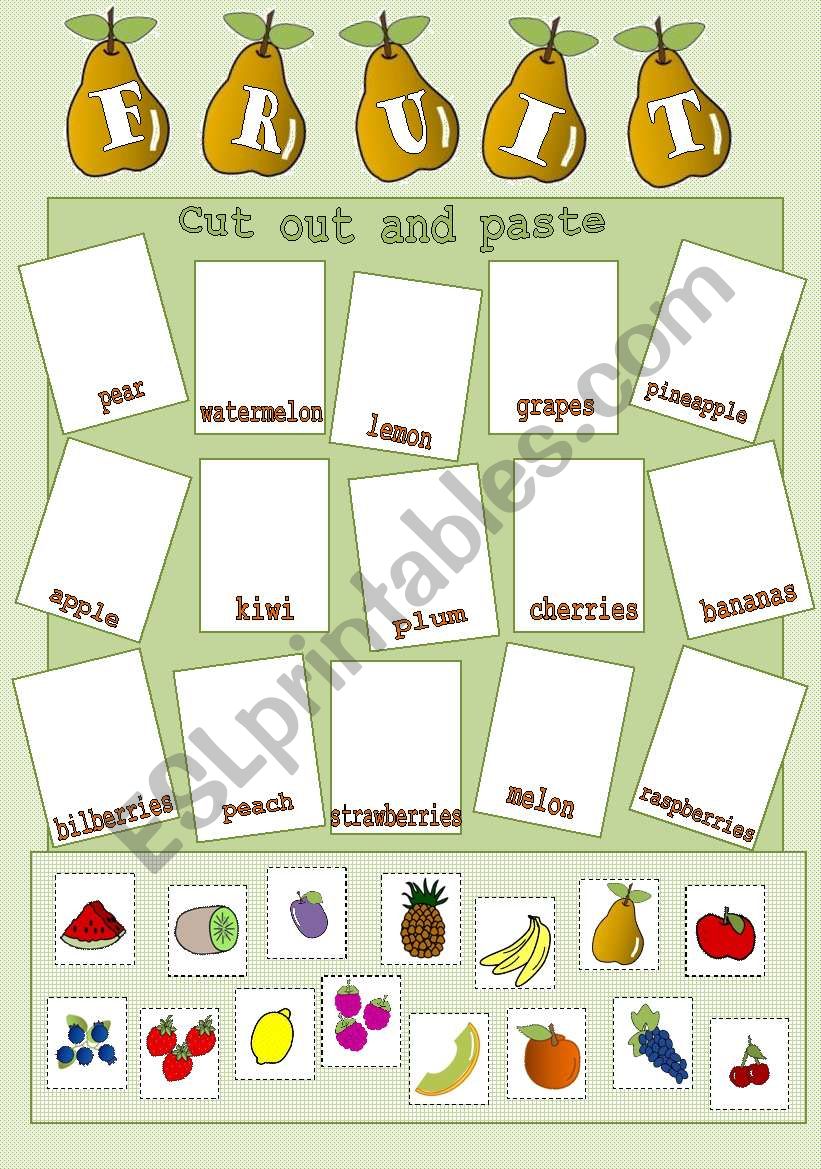 Fruit - cut out & paste worksheet