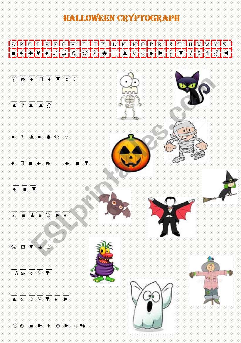 halloween cryptograph worksheet