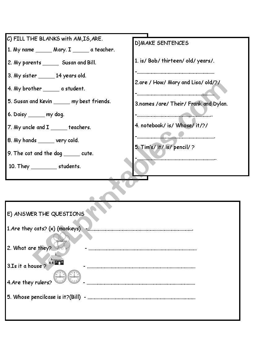 VERB TO BE worksheet