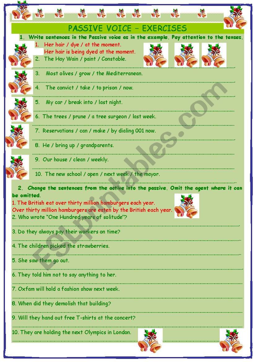 Passive Voice - Exercises worksheet