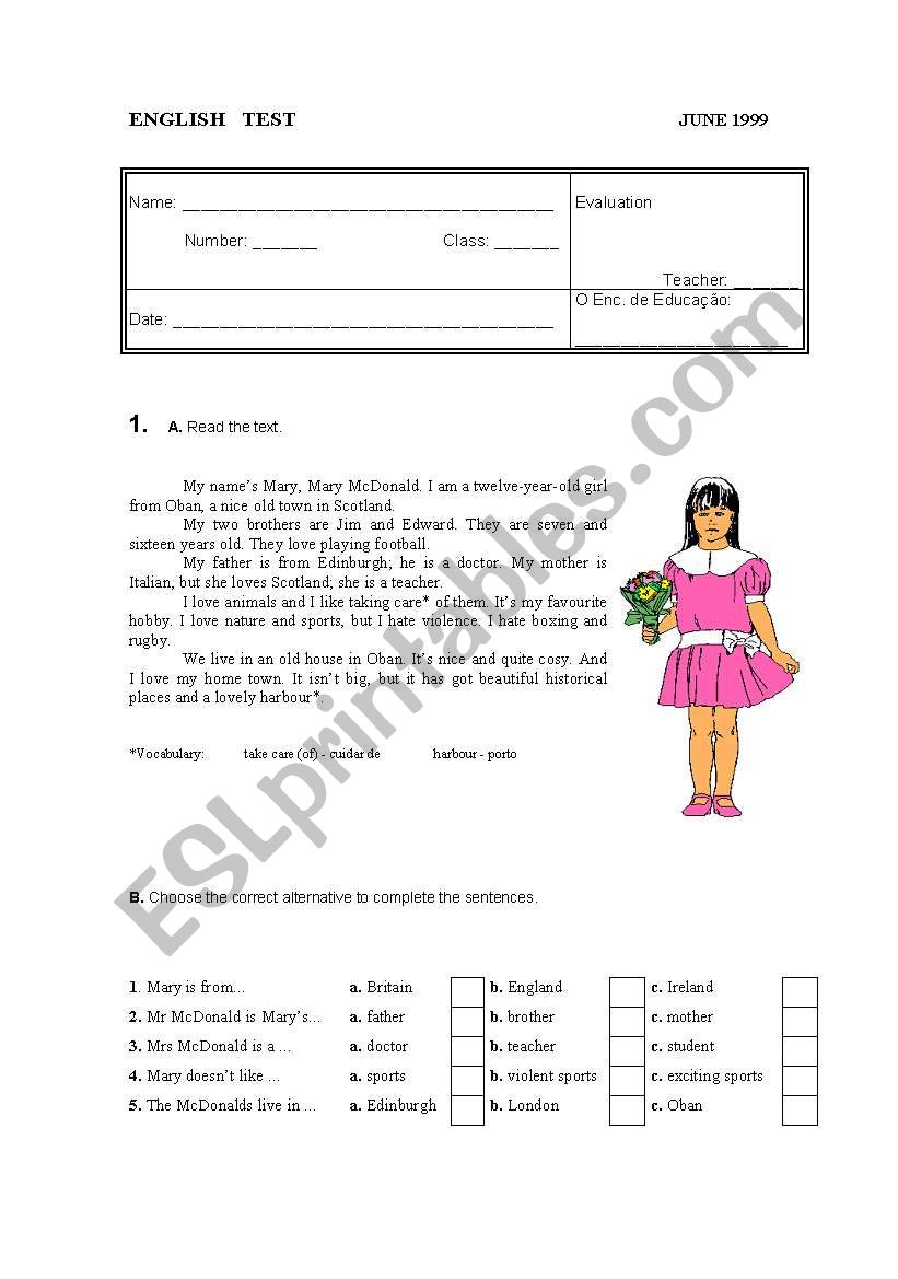 Mary MacDonald worksheet