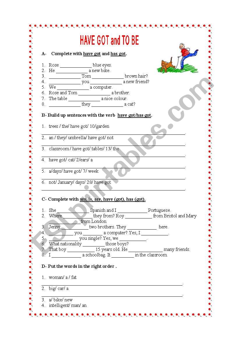 Have got and To be worksheet