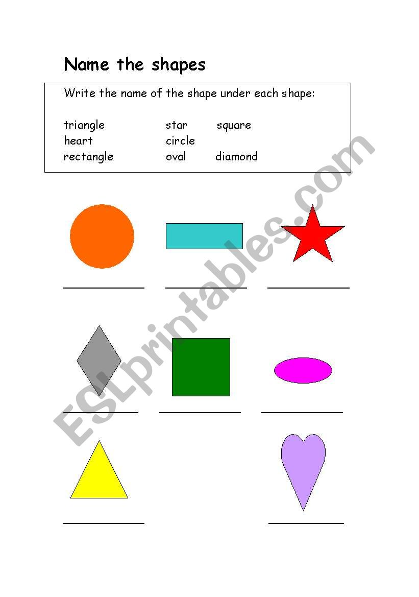 Name the shapes worksheet