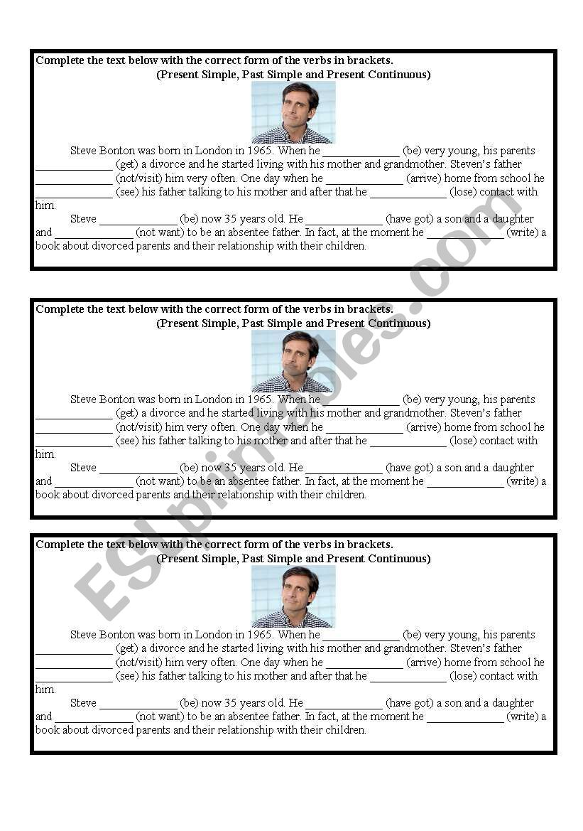 mixed verb tenses - Steve Bonton - 3 tenses