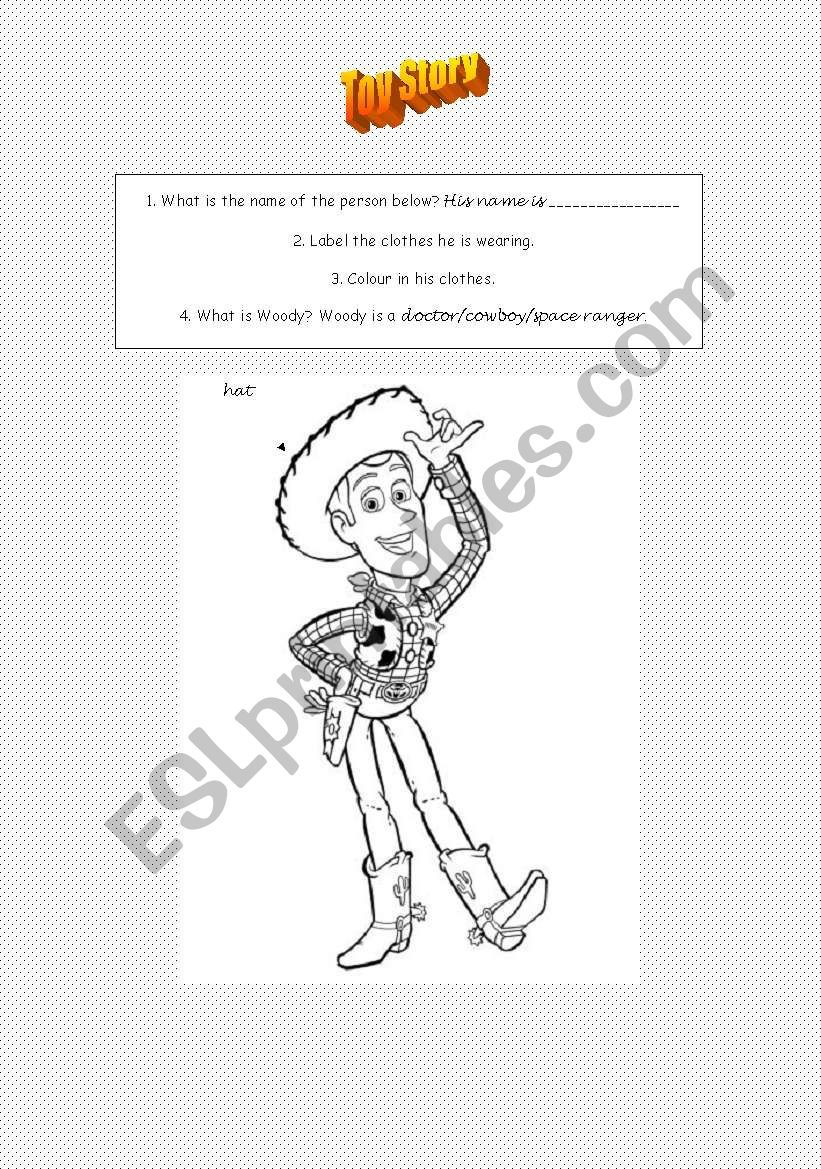 Toy Story - Woody clothes/colouring in