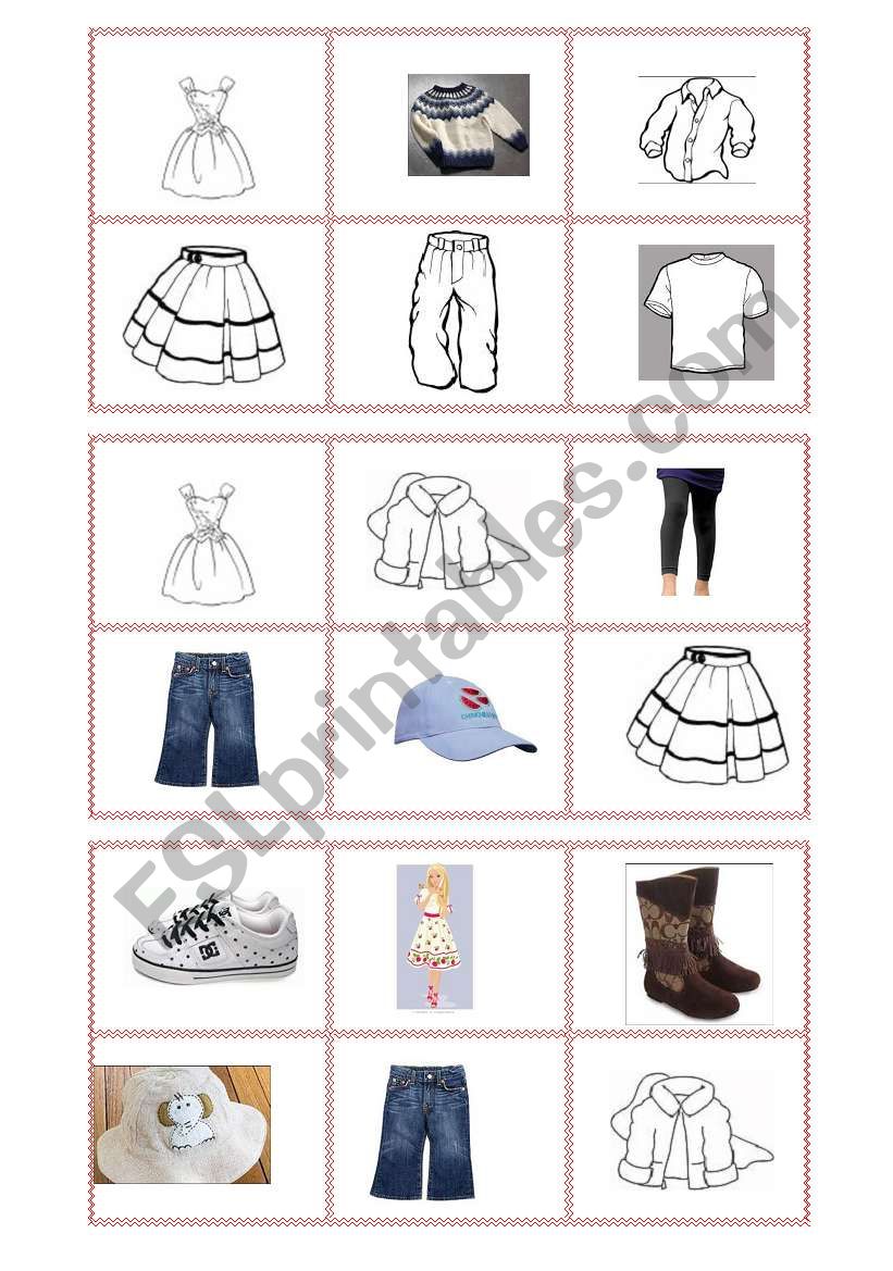 CLOTHES BINGO worksheet