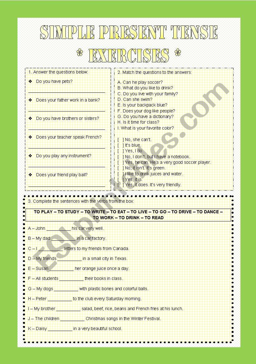 Exercises - Simple Present Tense