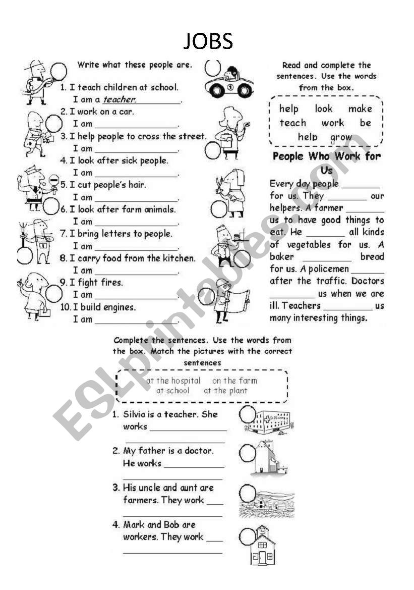 jobs / occupations worksheet