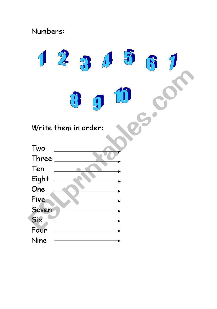 Numbers worksheet