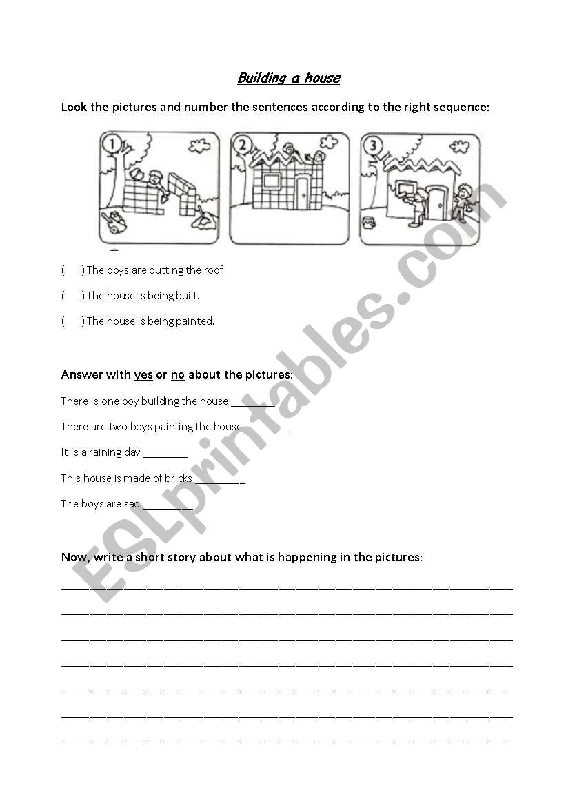 present continuous- building a house